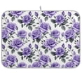 thumbnail image 1 of Rose Flowers Purple Dish Drying Mat Microfiber Kitchen Pad Large Counter Absorbent Dish Mats Drainer Rack 18"x24", 1 of 7