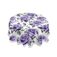 thumbnail image 1 of Rose Flowers Purple Round Tablecloth 60" Reusable Circle Table Cover Washable Table Cloth for Kitchen Dining Room Patio Wedding Party, 1 of 8