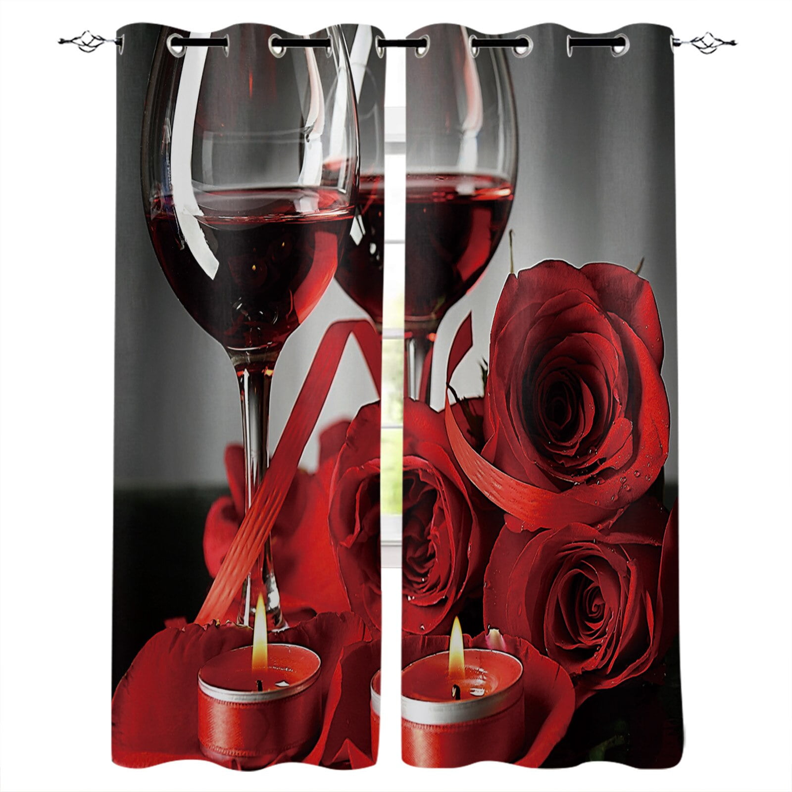 Rose Flowers Red Road City Beautiful Petals Window Curtains Scenic