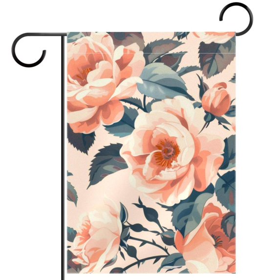 Rose Flowers Seamless Garden Flag Double Sided House Flag for Outdoor Home, Personalized All Year Round Yard Decor 12 x 18 Inch