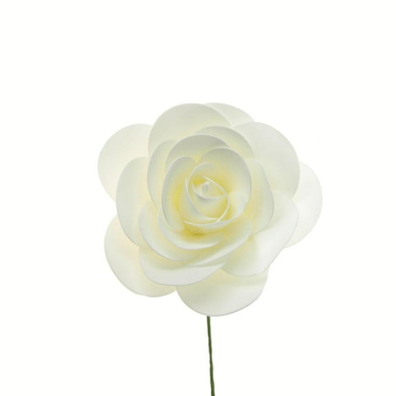 Rose Foam Flower With Stem, 12-Inch, Ivory