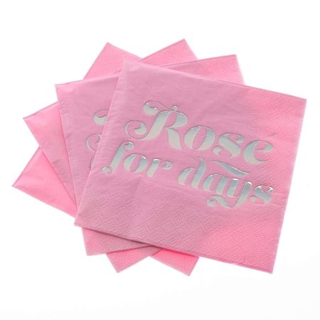 Rose For Days Foil Party/Beverage/Cocktail Napkins | 9.75" square