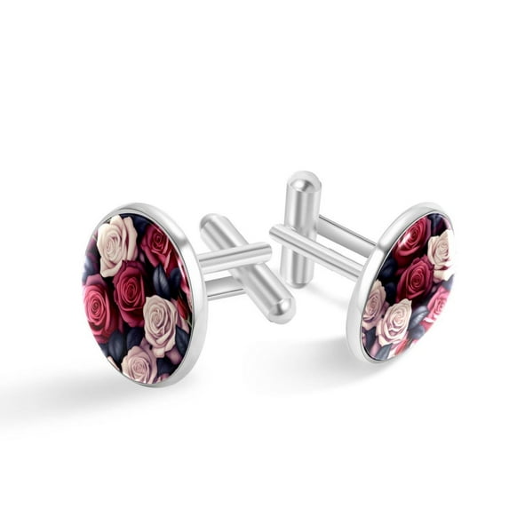 Rose Formal Attire Accessories Set: Cufflinks, Shirt Clip, Cufflink - Suitable for Business Attire - Made of Stainless Steel - Ideal for Business Meetings or Special Occasions