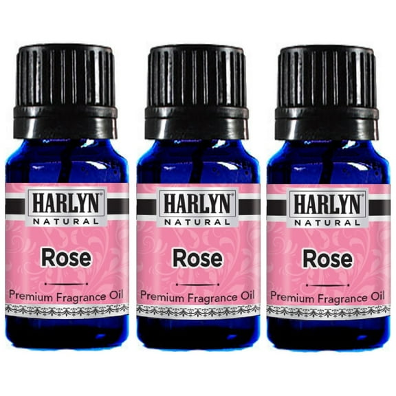 Rose Fragrance Oil - Pack of 3 - Premium Grade Scented Perfume Oil 10 ml x 3 by Harlyn