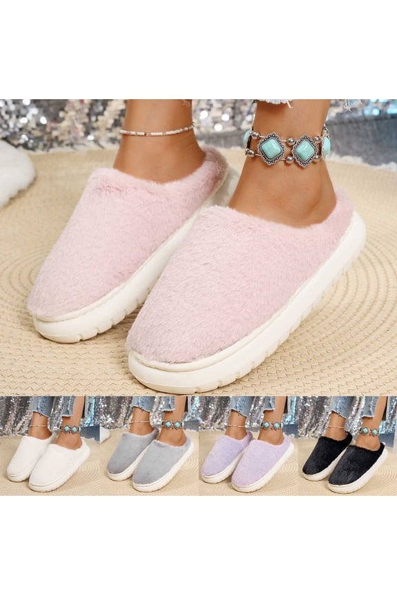 Rose Fuzzy Scuff Slippers Womens Soft Comfy Memory Foam Non Indoor House Shoes Light Purple 41