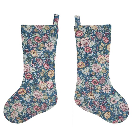 Rose Garden Christmas Stocking by Penny's Needful Things (Blue) (Single Stocking)
