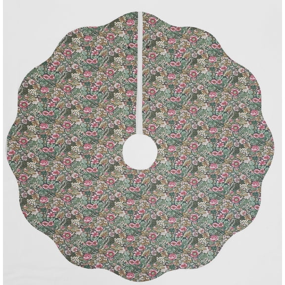 Rose Garden Christmas Tree Skirt By Penny's Needful Things (Green) (Scalloped)