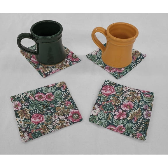 Rose Garden Cloth Coasters by Penny's Needful Things (Set of 6) Green