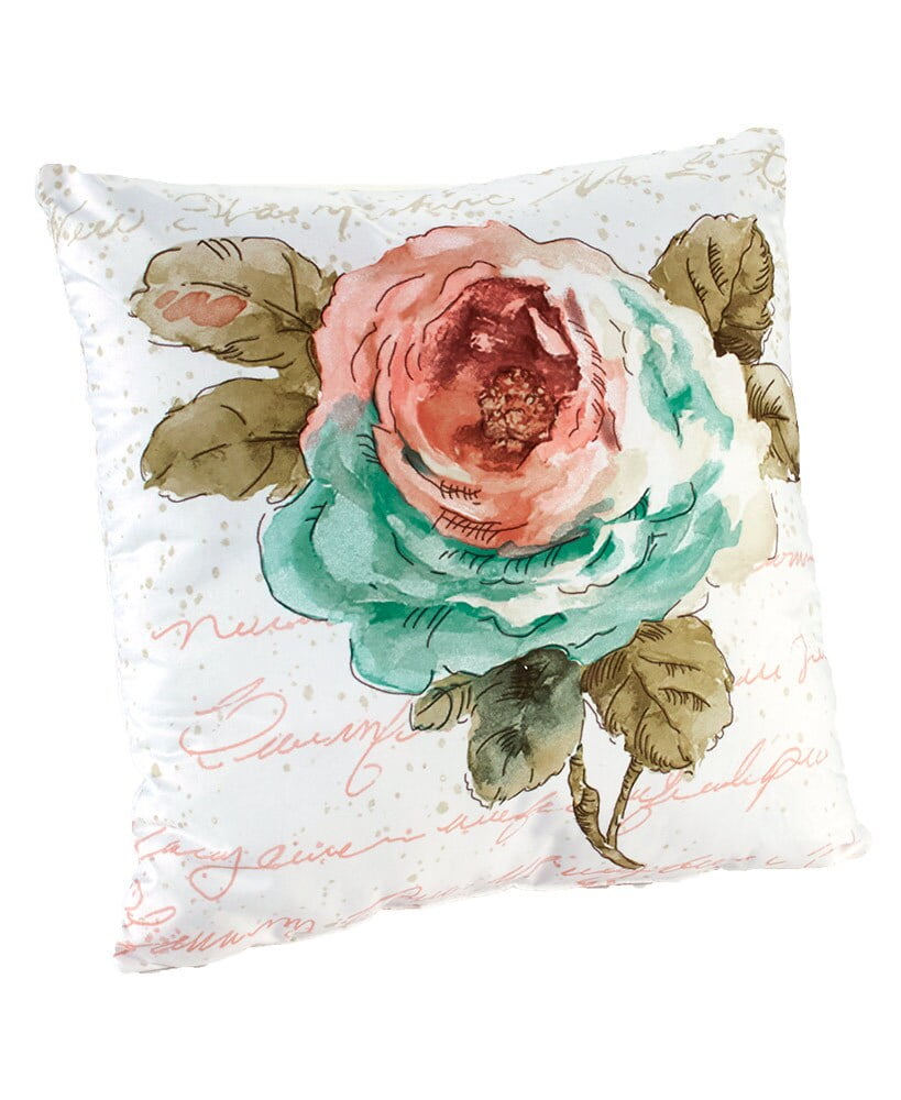 Floral Square Polyester Throw Pillow with Large Flower Design