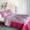 thumbnail image 1 of Rose Garden Cotton 3PC Vermicelli-Quilted Printed Quilt Set (Full/Queen Size), 1 of 4