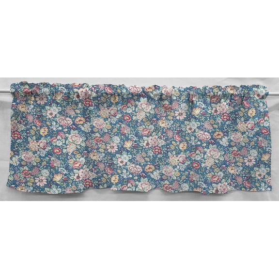 Rose Garden Curtain Panels by Penny's Needful Things (Set of 2) 36 Inch Long LINED (Blue)