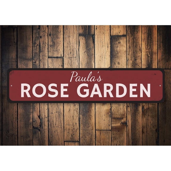 Rose Garden Novelty Decor, Metal Wall Sign - 4x18 Inches