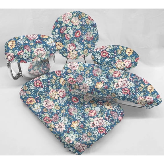 Rose Garden Reusable Fabric Bowl and Casserole Pan Covers by Penny's Needful Things (3 Bowl Covers) (Blue)