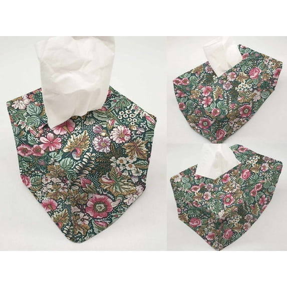 Rose Garden Tissue Box Cover by Penny's Needful Things (Short Rectangle) (Green)