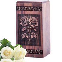 Rose Garden Urn - Large Urns For Human Ashes Adult Female - Cremation Urns For Human Ashes - Wooden Urn For Ashes Adult Male - Funeral Urns For Ashes Adult - Decorative Urns For Human Ashes -14 Inch