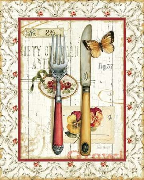 Rose Garden Utensils I Red Canvas Art - Lisa Audit (24 x 30)