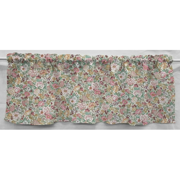 Rose Garden Valances by Penny's Needful Things (Two Valance Panels 12 inches Long LINED) (Cream)