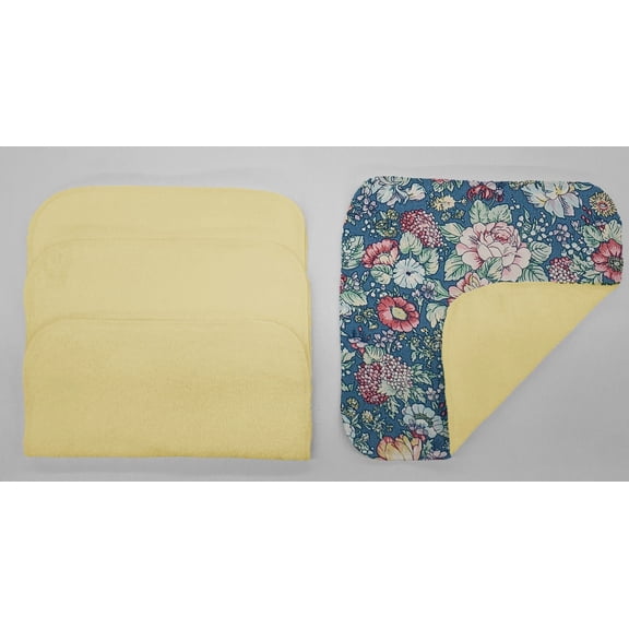 Rose Garden Washcloths (Set of 4) by Penny's Needful Things (Towel Color: Yellow) (Blue)