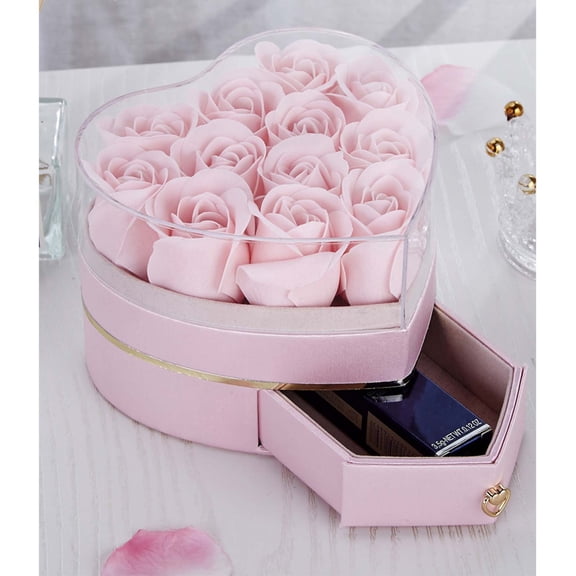 Rose Gift Box with Necklace Ring Perfume, Valentine'S Day Christmas Birthday Gift Set for Her, Romantic Jewelry and Fragrance Present, Elegant Gift Box for Anniversary Celebration and Sopatenor