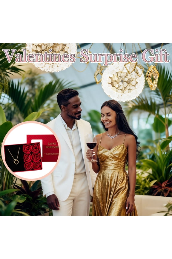 Rose Gift Box Set with Heart Necklace Ring and Mini Perfume, Romantic Preserved Rose Jewelry Gift for Valentines Day Christmas Birthday Anniversary, Elegant Present for Women Wife, HAODEJW