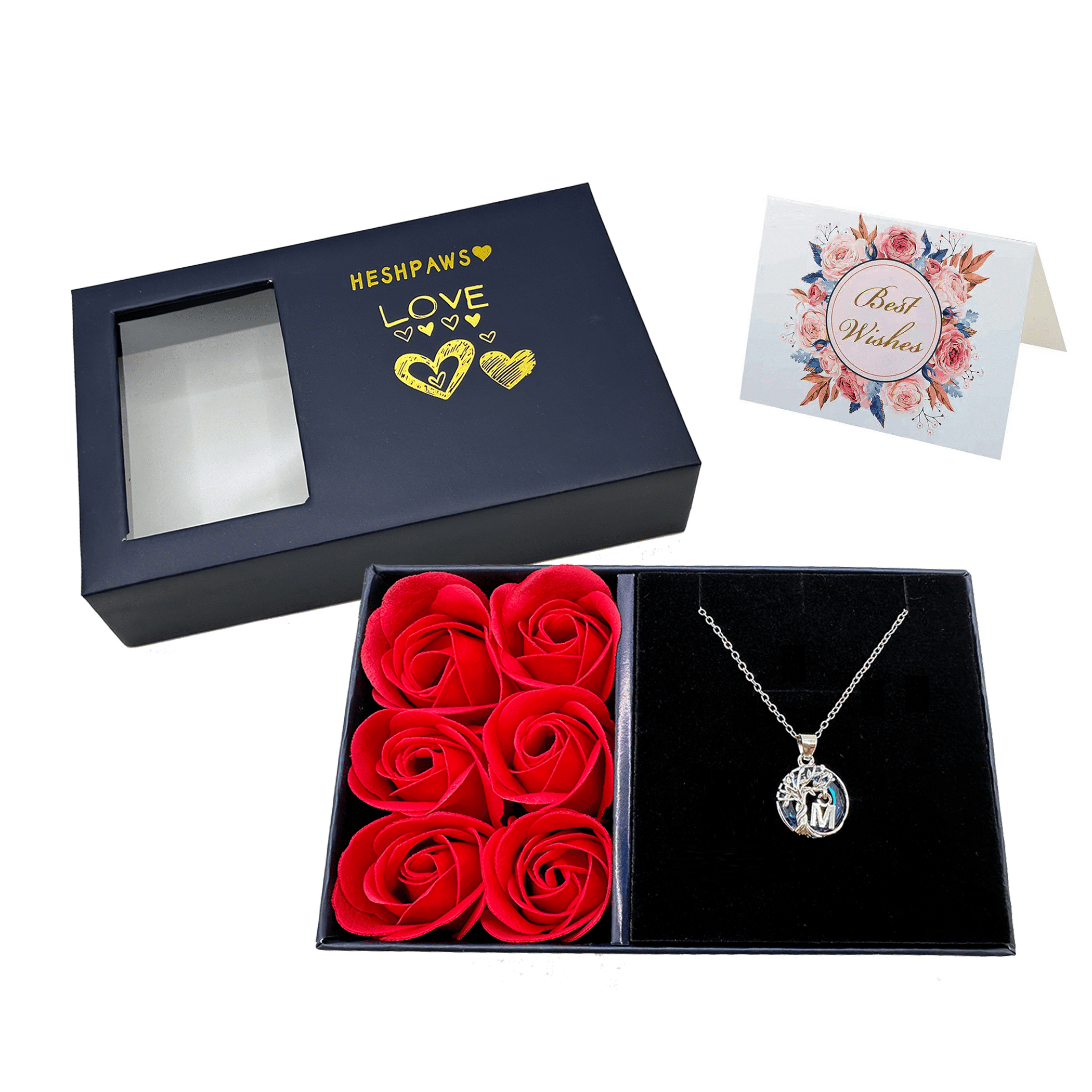 Rose Gift Box Tree Of Life Necklace For Women With Initial A-Z Letter ...