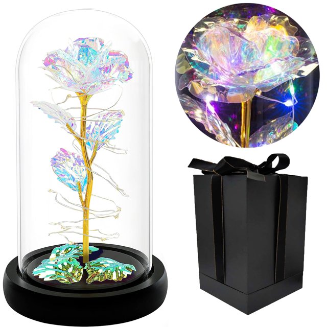 Rose Gift For Her Mother's Day Gift For Mom Light Up Rose in Glass Dome with Led Lights Glass