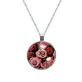 thumbnail image 1 of Rose Glass Design Circular Pendant Necklace for Women - Fashion Jewelry, 1 of 5