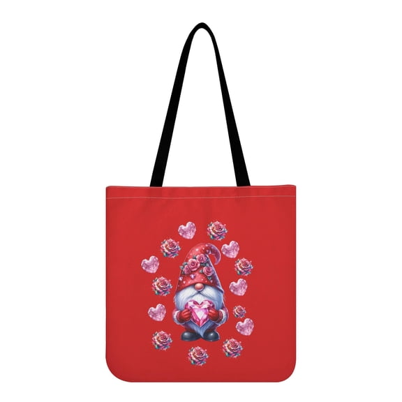 Rose Gnome Heart Gem Regular Cloth Tote Bag Reusable Grocery Gift Bag Eco-Friendly Produce Sack Carry Book School Valentine