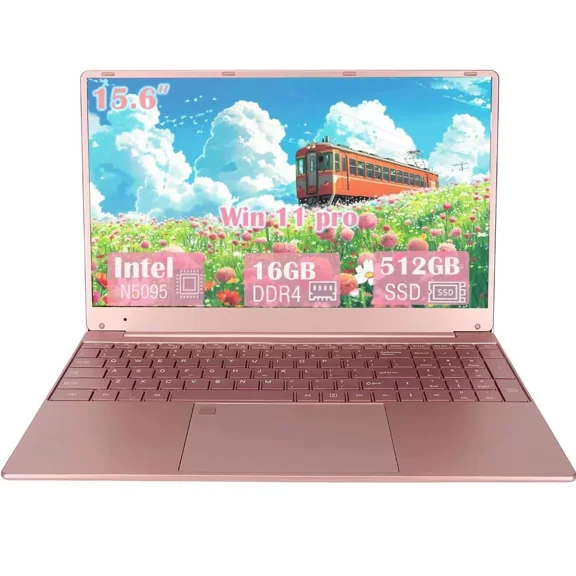 Rose Gold 15.6" Business Laptop Computer,16GB DDR4 512GB SSD,Quad-Core Intel N5095 CPU(Up To 2.9GHz),Student Laptop With 1080P FHD Display,Backlit Keyboard,Windows 11 Pro
