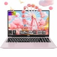 thumbnail image 1 of Newest Laptop, 15.6'' FHD Laptop Computerr Windows 11, Intel N100 Processor,8GB RAM 512 SSD, Wi-Fi 6, BT5.2, Fingerprint, Backlit keyboard(Pink), 1 of 7
