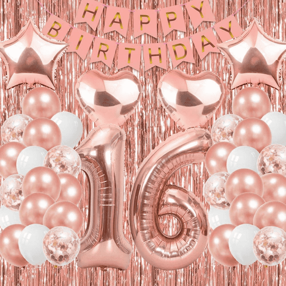 Northern Brothers Rose Gold 16th Birthday Decorations for Girls - 41 ...