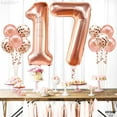 thumbnail image 1 of Rose Gold 17 Balloon Numbers Set - Big 32 Inch | Rose Gold 17 Balloons with Confetti Balloons | 17th Birthday Decorations for Girls | Number Balloons for Happy Anniversary Decorations Supplies, 1 of 6