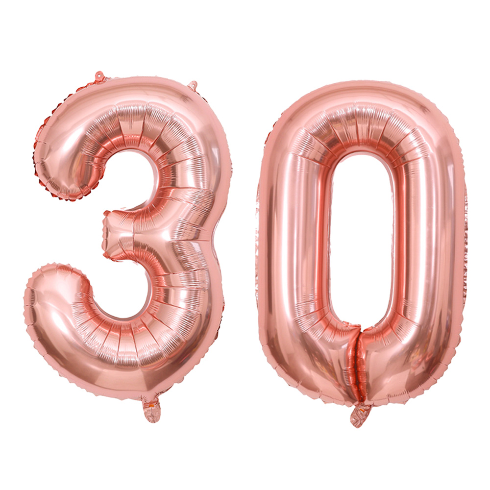 Rose Gold 18th/81th、21th/12th、30th/3rd、40th/4th Foil Mylar Balloons for Women Birthday Party Anniversary Decorations-Style:Number 3+0;