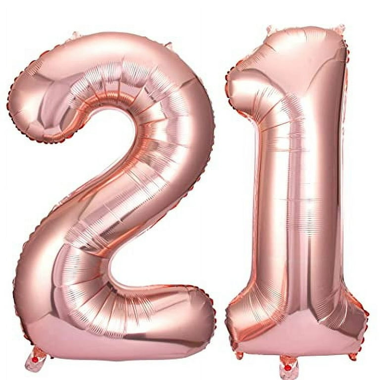 Rose Gold 21 Number Balloons Big Giant Jumbo Large Number 21 Foil