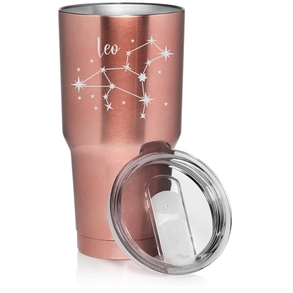 Rose Gold 30 oz Tumbler Stainless Steel Vacuum Insulated Travel Mug Cup Star Zodiac Horoscope Constellation (Leo)