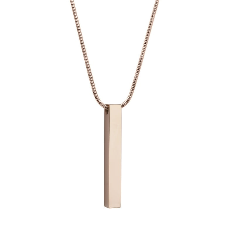 Rose Gold 3D Bar Cremation Necklace Memorial Bar Ashes Holder