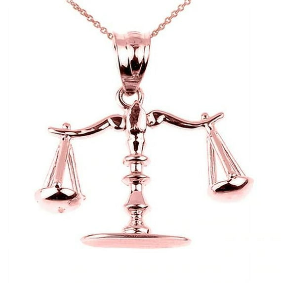 Rose Gold 3D Scales of Justice Charm Pendant Necklace