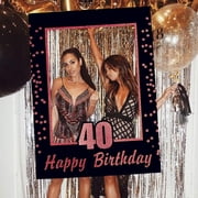 Rose Gold 40th Birthday Party Photo Frame - 1 Set of Exquisite Photo Props