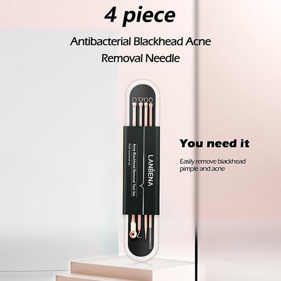 Rose Gold Acne Needle Set 4-Piece, Rose Gold, 1 Setbeauty Tools Needle Set 4 Pieces Set, Easter Mother'S Day Gift Makeup Organizers