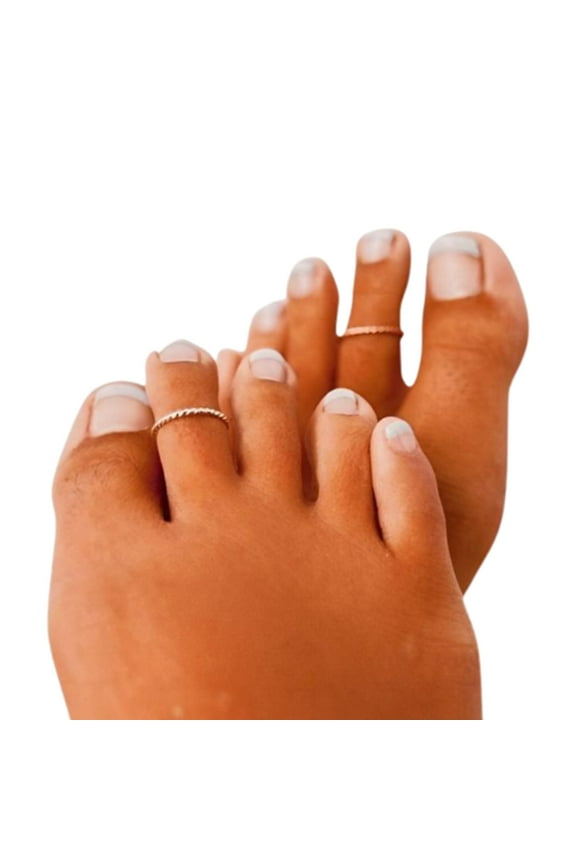 Rose Gold Adjustable Toe Ring / 14k Gold Fill/Solid 925 Sterling Silver Rope Twist Design Open Cuff For Women Body Jewelry (Gold)