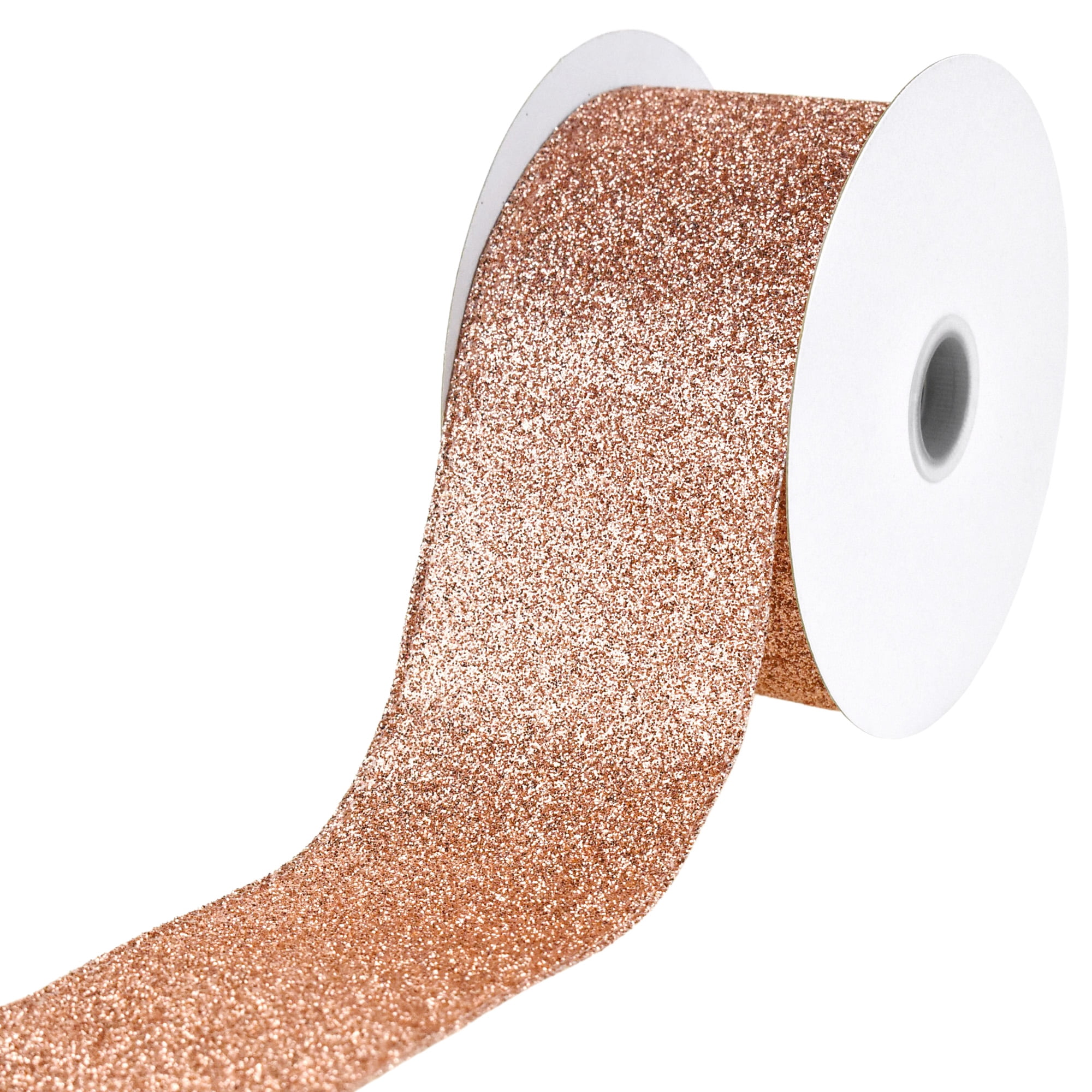 1.5 Rose Gold Wired Ribbon, Glittery Rose Gold Ribbon, Wired Mesh Rose Gold  Ribbon