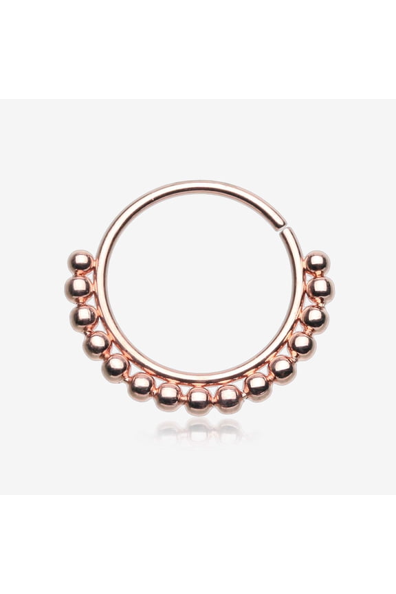 Rose Gold Bali Beads Spherule Bendable Nose Hoop