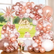 Rose Gold Balloons Arch Kit Garland with Metallic Rose Gold Confetti Balloons for 2026 Graduation Decorations Prom Bridal Shower Birthday Baby Shower Wedding Anniversary Party Decorations