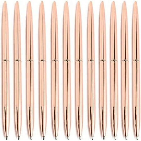 Rose Gold Ballpoint Pen Set (6.4 Inches, 12 Pack)