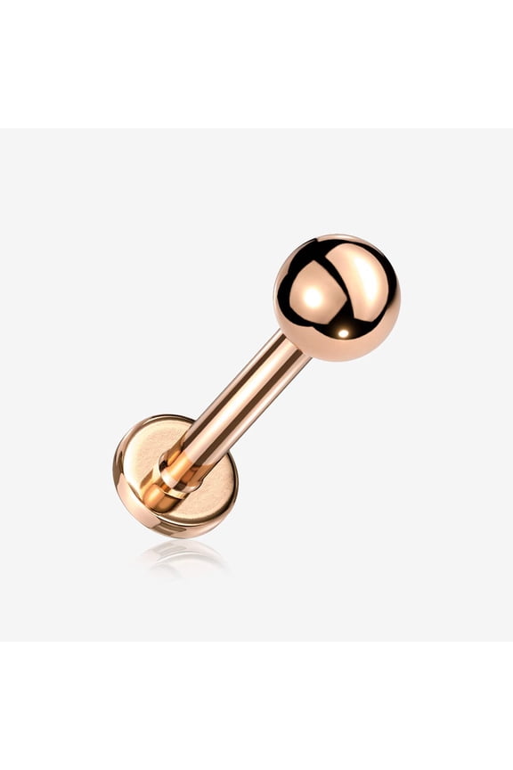 Rose Gold Basic Ball Top Threadless Push-In Steel Labret