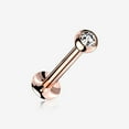 thumbnail image 1 of Rose Gold Basic Gem Ball Top Threadless Push-In Steel Labret, 1 of 4