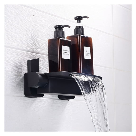 Rose Gold Bathtub Shower Faucet Set Brass Bathtub Faucet Hot & Cold Taps Mixer With Handheld Waterfall Bathtub Tap Black