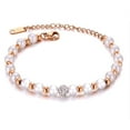 thumbnail image 1 of Rose Gold Beaded Bracelet with Simulated Pearls, 1 of 3