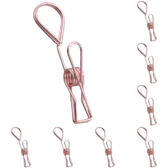 Rose Gold Binder Clips Paper Clips Metal Wire Clips 10Pcs Decorative Mini Clothes Pins Gold Office Clips Stainless Steel File Clips for School Home Office 3.54in