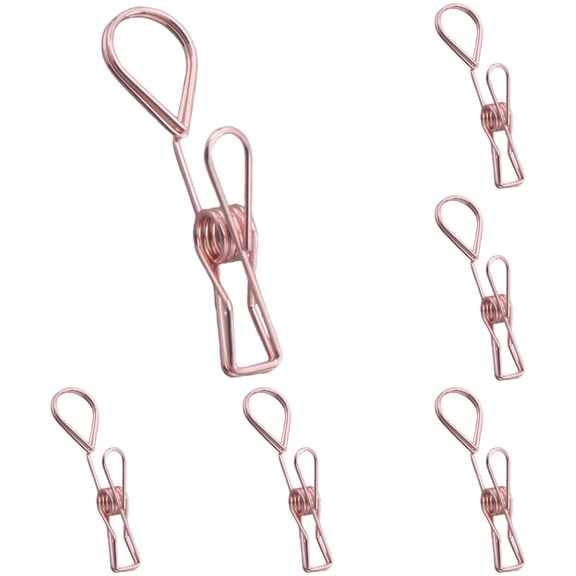 Rose Gold Binder Clips Paper Clips Metal Wire Clips 5Pcs Mini Clothes Pins Gold Office Clips Stainless Steel File Clips Decorative Clips for School Home Office 3.54in